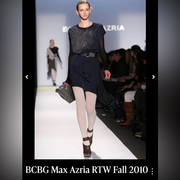 Limited Edition 2010 BCBGMaxAzria Runway Studded Navy Belted Sheath Asymmetrical - Picture 15 of 15